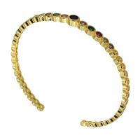 Bracelets en laiton, Placage de couleur d'or, bijoux de mode & pavé de micro zircon & pour femme, protéger l'environnement, sans nickel, plomb et cadmium, 5mm, Diamètre intérieur:Environ 54mm, Vendu par PC