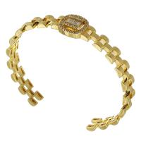 Messing Armbanden, gold plated, mode sieraden & micro pave zirconia & voor vrouw, nikkel, lood en cadmium vrij, 12mm, Binnendiameter:Ca 55mm, Verkocht door PC