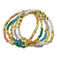 Bracelets en laiton, Placage de couleur d'or, bijoux de mode & pour femme, plus de couleurs à choisir, protéger l'environnement, sans nickel, plomb et cadmium, 3*4*4mm,5*4*4mm, Longueur Environ 6 pouce, Vendu par PC