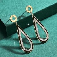 Zinc Alloy Drop Earrings plated fashion jewelry & for woman & with rhinestone nickel lead & cadmium free Sold By Pair