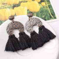 Fashion Fringe Oorbellen, Zinc Alloy, met Nylon, mode sieraden & voor vrouw, meer kleuren voor de keuze, nikkel, lood en cadmium vrij, 72x33mm, Verkocht door pair