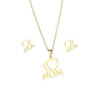 Fashion Stainless Steel Jewelry Sets Stud Earring & necklace 304 Stainless Steel 18K gold plated 2 pieces & fashion jewelry & for woman golden Length Approx 17.72 Inch Sold By Set