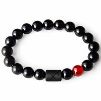 Black Agate Bracelets Zodiac symbols jewelry & Unisex 10mm Length Approx 6.6-8.2 Inch Sold By PC