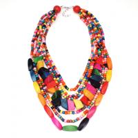 collier bois, bijoux de mode & multicouche & pour femme, couleurs mélangées, Longueur Environ 21.65 pouce, Vendu par PC