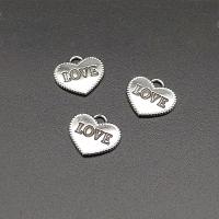 Pendentifs coeur en alliage de zinc, Plaqué de couleur d'argent, Vintage & DIY, protéger l'environnement, sans nickel, plomb et cadmium, 14x13mm, Environ 100PC/sac, Vendu par sac