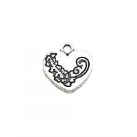 Pendentifs coeur en alliage de zinc, Plaqué de couleur d'argent, Vintage & DIY, protéger l'environnement, sans nickel, plomb et cadmium, 16x15mm, Environ 100PC/sac, Vendu par sac