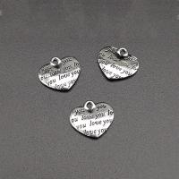 Pendentifs coeur en alliage de zinc, Plaqué de couleur d'argent, Vintage & DIY, protéger l'environnement, sans nickel, plomb et cadmium, 14x12mm, Environ 100PC/sac, Vendu par sac