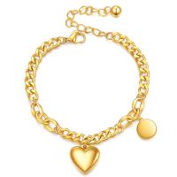 Partículas de acero Pulsera, con 2inch extender cadena, Corazón, chapado, Estilo coreano & para mujer, más colores para la opción, 15mm, longitud aproximado 6.7 Inch, Vendido por UD