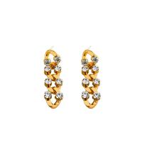 Brass Stud Earring fashion jewelry & for woman & with rhinestone nickel lead & cadmium free Sold By Pair