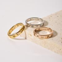 Par Finger Ringar, Titan Stål, 18K guldpläterad, mode smycken & med romerska nummer & Unisex, fler färger för val, 4mm, Säljs av PC