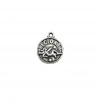 Zinc Alloy Flat Round Pendants antique silver color plated vintage & DIY nickel lead & cadmium free Approx Sold By Bag