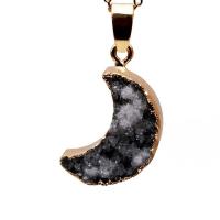 Zinkové slitiny Moon Přívěsky, Zinek, s Přírodní Quartz, Měsíc, barva pozlacený, módní šperky & unisex, nikl, olovo a kadmium zdarma, 18x8mm, Prodáno By PC