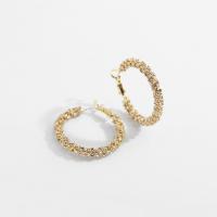 Messing Huggie Hoop Earring, plated, micro pave zirconia, gouden, nikkel, lood en cadmium vrij, 5x35mm, Verkocht door pair