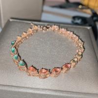 laiton bracelet, Placage, pour femme & avec strass, plus de couleurs à choisir, Longueur Environ 6.3 pouce, Vendu par PC