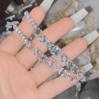 metal Pulsera, con Cristal, chapado en platina real, para mujer & con diamantes de imitación, más colores para la opción, longitud aproximado 6.3 Inch, Vendido por UD