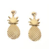 Pendientes de Perno de Aleación de Zinc, Piña, chapado en color dorado, Joyería & para mujer, dorado, libre de níquel, plomo & cadmio, 74x29mm, Vendido por Par