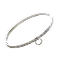 Titanium stål armbånd, Donut, Micro Pave cubic zirconia & for kvinde, flere farver til valg, Indvendig diameter:Ca. 52x60mm, Solgt af PC