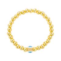 Evil Eye Jewelry Bracelet Brass Round gold color plated evil eye pattern & micro pave cubic zirconia & for woman & enamel nickel lead & cadmium free Inner Approx 60mm Sold By PC