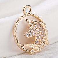 Cubic Zirconia Micro Pave Brass Pendant Vacuum Ion Plating DIY & micro pave cubic zirconia & with rhinestone golden nickel lead & cadmium free Sold By PC