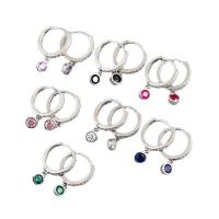 cobre Huggie Hoop Brinco Pendente, banhado, para mulher & com strass, Mais cores pare escolha, 12.50x18.50mm, vendido por par