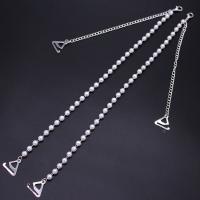 Accesorios, Perlas plásticas, con aleación de zinc, chapado en color de plata, ajustable & diverso tamaño para la opción & para mujer, longitud aproximado 42 cm, Vendido por Par