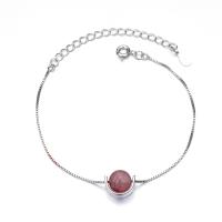 Zinklegierung Armband, mit Strawberry Quartz, silberfarben plattiert, Modeschmuck & für Frau, frei von Nickel, Blei & Kadmium, Länge ca. 7.48 ZollInch, verkauft von PC