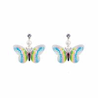 Pendientes de Perno de Aleación de Zinc, con resina, Mariposa, Joyería & para mujer, más colores para la opción, libre de níquel, plomo & cadmio, 48x50mm, Vendido por Par