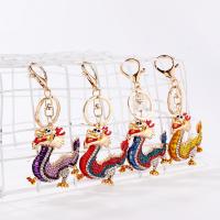 Zinc Alloy Key Clasp Dragon Unisex & with rhinestone nickel lead & cadmium free 60mm 55*55mm Sold By PC