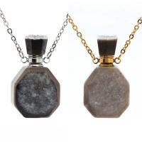 Agaat ketting, Ijs Quartz Agaat, met 2inch extender keten, mode sieraden & uniseks, meer kleuren voor de keuze, 35x20x15mm, Lengte Ca 20 inch, Verkocht door PC