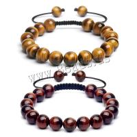 Bracelets naturelles Tiger Eye, oeil de tigre, avec Cordon de noeud & agate noire, bijoux de mode & différents matériaux pour le choix & unisexe, 10mm, Longueur Environ 7.09-8.27 pouce, Vendu par PC