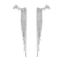 Fashion Fringe Oorbellen, Zinc Alloy, plated, voor vrouw & met strass, meer kleuren voor de keuze, nikkel, lood en cadmium vrij, 28x165mm, Verkocht door pair