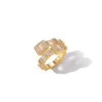 laiton bague, Motif géométrique, Placage, normes différentes pour le choix & pavé de micro zircon & pour femme, plus de couleurs à choisir, Taille:5-9, Vendu par PC