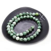 Natural Green Spot Stone Beads Round DIY green Sold Per Approx 38 cm Strand