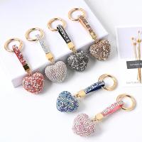 Zinc Alloy Key Lås, Heart, med rhinestone, flere farver til valg, nikkel, bly & cadmium fri, 45*115mm,30mm, Solgt af PC