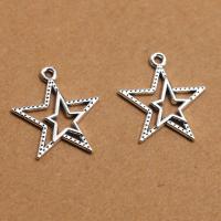 Cink Alloy Star Privjesak, Zvijezda, starinski srebrne boje pozlaćen, Berba & možete DIY, nikal, olovo i kadmij besplatno, 23x21x1.80mm, Prodano By PC