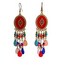 Fashion Fringe Oorbellen, Zinc Alloy, met Seedbead & Hars, gold plated, Bohemien stijl & voor vrouw & glazuur, meer kleuren voor de keuze, 22x100mm, Verkocht door pair