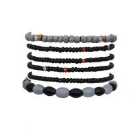 résine Set de bracelet, avec Fil de coton & Seedbead & alliage de zinc, 6 pièces & Style bohème & pour femme, plus de couleurs à choisir, 45mm, Longueur Environ 7 pouce, Vendu par fixé