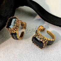 Messing fingerring, med Resin Rhinestone, 24K forgyldt, Vintage & mode smykker & for kvinde, gylden, nikkel, bly & cadmium fri, 23x12mm, Solgt af par