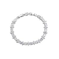 Zinklegering armbandkettingen, Zinc Alloy, mode sieraden & micro pave zirconia & voor vrouw, zilver, nikkel, lood en cadmium vrij, Lengte Ca 7.09 inch, Verkocht door PC