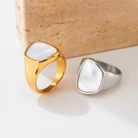 Vinger Ring in edelstaal, 304 roestvrij staal, met White Shell, mode sieraden & verschillende grootte voor keus & voor vrouw, meer kleuren voor de keuze, 17.5mm, Verkocht door PC