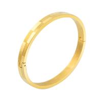 Pulsera de acero de titanio, Partículas de acero, 18K chapado en oro, Joyería & para mujer, dorado, 6mm, diámetro interior:aproximado 57mm, Vendido por UD