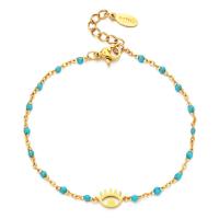 Bracelet Evil Eye bijoux, Acier inoxydable 304, avec 4cm chaînes de rallonge, Mauvais œil, pour femme & émail, plus de couleurs à choisir, Longueur Environ 16 cm, Vendu par PC