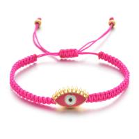 Bracelet Evil Eye bijoux, cordon de polyester, avec alliage de zinc, Mauvais œil, Placage de couleur d'or, unisexe & réglable & émail, plus de couleurs à choisir, Longueur Environ 18-28 cm, Vendu par PC