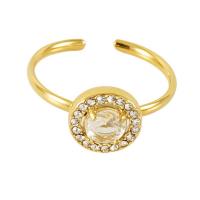 Partículas de acero Anillo de dedo Cuff, Esférico, chapado en oro de 18 K, ajustable & micro arcilla de zirconia cúbica & para mujer, más colores para la opción, 9.40mm, Vendido por UD