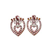 Zinc Alloy Drop Earring, Heart, forgyldt, mode smykker & for kvinde & med rhinestone & hule, 47x67mm, Solgt af par