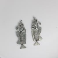 Zinc Alloy Pendler, 304 rustfrit stål, Fish Bone, Vintage & du kan DIY, oprindelige farve, 23.50x69x6.40mm, Solgt af PC