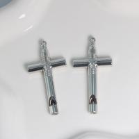 Zinklegering Cross Hangers, Zinc Alloy, Oversteken, silver plated, DIY, nikkel, lood en cadmium vrij, 32x63.40x7.50mm, Verkocht door PC