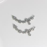 Zinklegierung Schmuckverbinder, silberfarben plattiert, Modeschmuck & DIY & mit Strass & 1/1-Schleife, frei von Nickel, Blei & Kadmium, 33.50x17x3mm, verkauft von PC