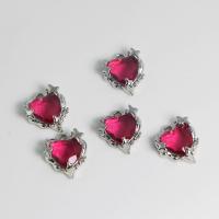 Colgantes de Aleación de Zinc en Forma de Corazón, con diamantes de imitación, chapado en color de platina, Joyería & Bricolaje, Rosa, libre de níquel, plomo & cadmio, 13.40x15.90x6mm, Vendido por UD