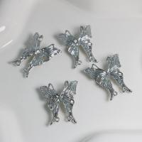 Tier Zinklegierung Schmuckverbinder, Schmetterling, silberfarben plattiert, Modeschmuck & DIY & 2/2-Schleife, frei von Nickel, Blei & Kadmium, 28.40x32.70x5.80mm, verkauft von PC